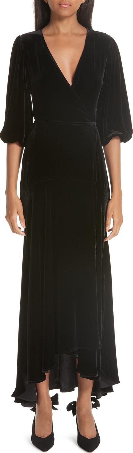 ganni velvet wrap dress