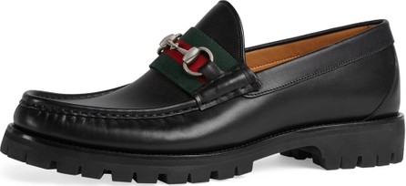 Gucci Leather Web Horsebit Loafer - Luxed