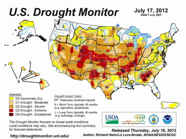 US Drought Monitor, July 17, 2012