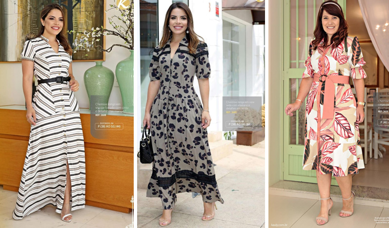 vestidos longos e midi com botões frontais