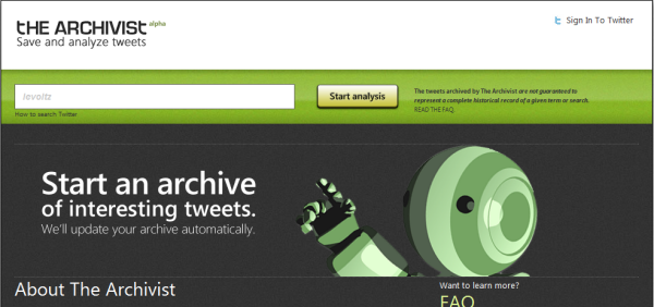 The Archivist - best twitter application for 2011 The Archivist - best twitter application for 2011