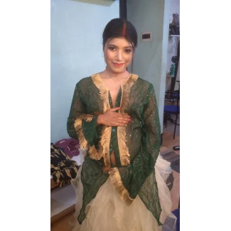 Pregnant desi girl Bebo posing almost topless in a transparent blouse and showing her tits