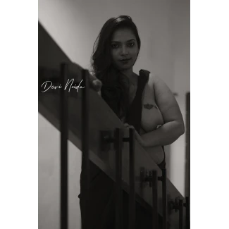 Devi Naidu boldly displaying her big tits and nipples in a transparent black saree