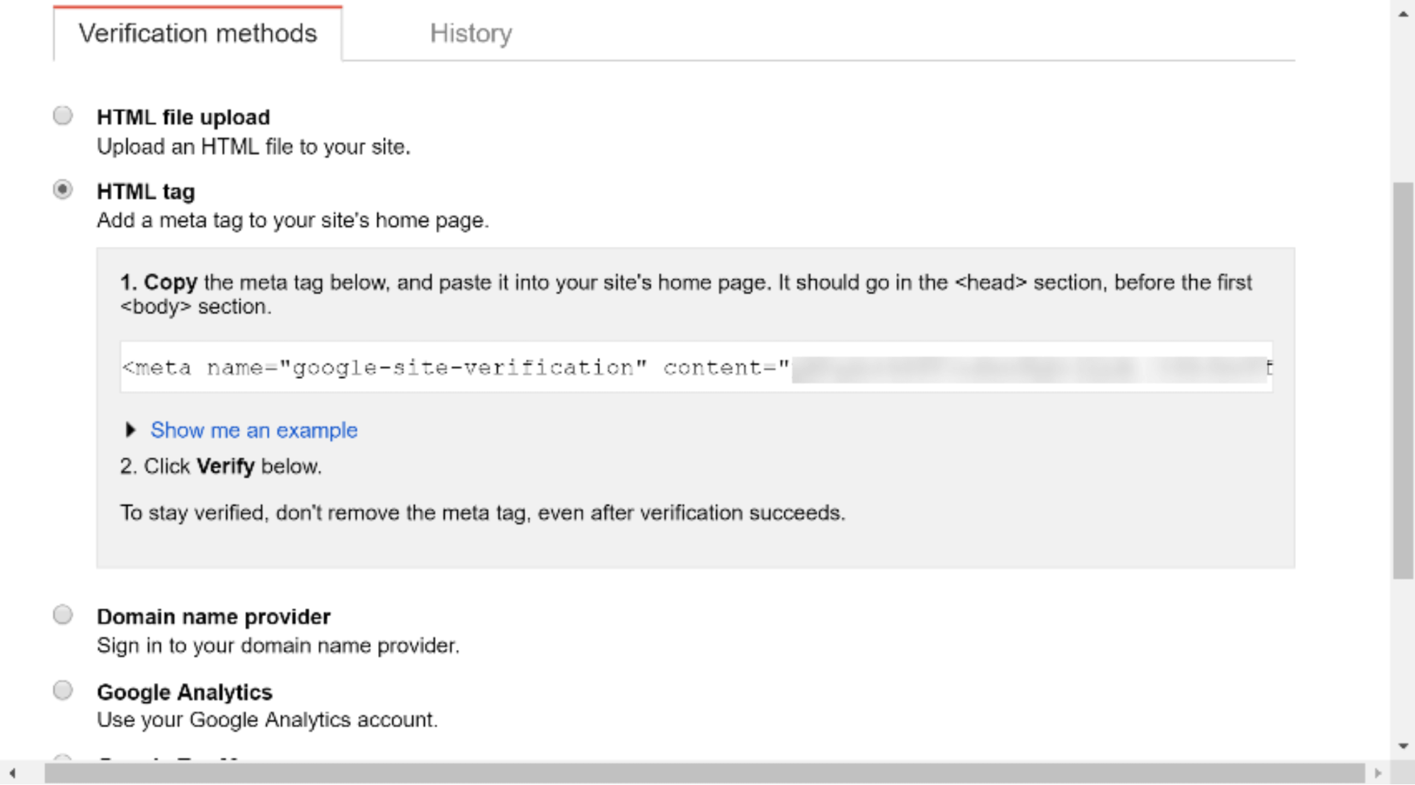 How to Start a Blog That Makes Money in 9 Easy Steps (2019) google-search-console-step-2-html-tag