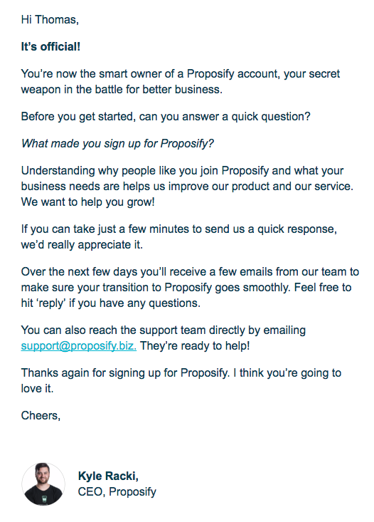 welcoming to the team email