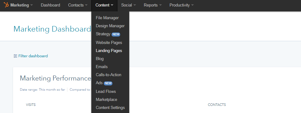 Hubspot marketing dashboard