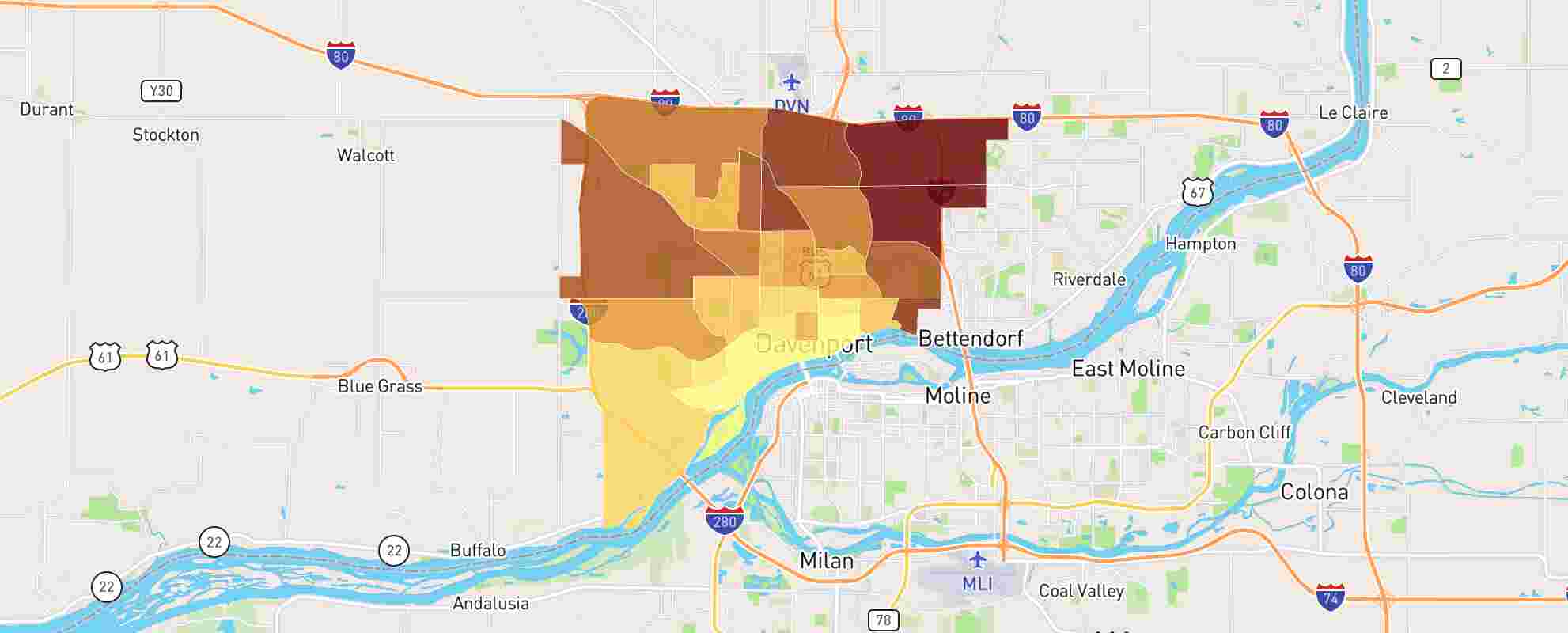 Map Of Davenport Iowa Quad Cities