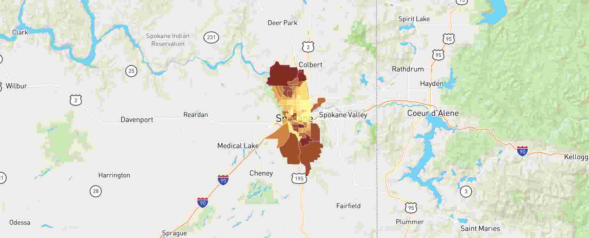 Spokane Area Zip Code Map