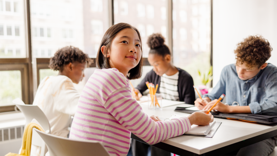 Ready to Learn: 11 Free Bell Ringers for Middle School, students sitting at a desk completing their bell ringers
