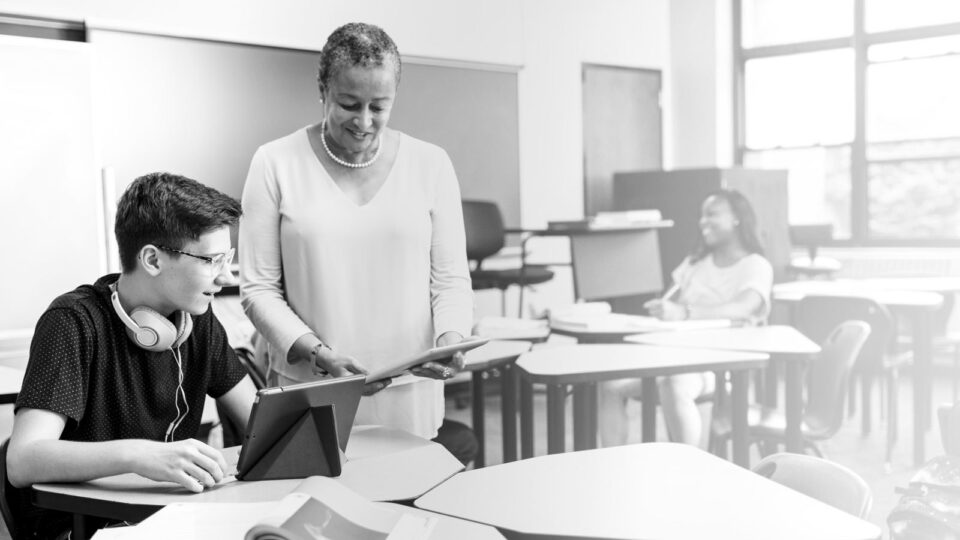 Teacher and students in a classroom