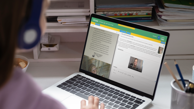 Student in front of a laptop