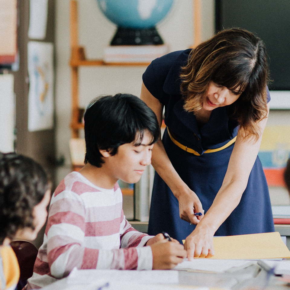 Teacher With Boy Writing Collections Wf284147