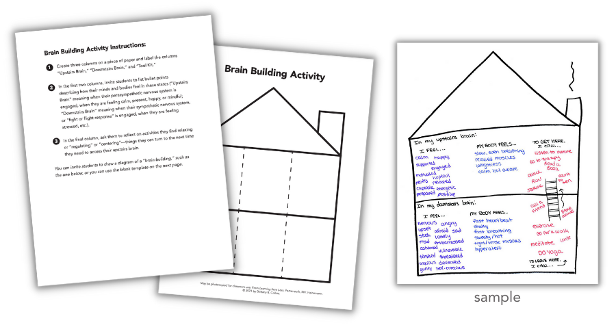 Brain Building Activity Instruction Blog Graphic with sample filled out. Learning From Loss Brittany Collins Heinemann