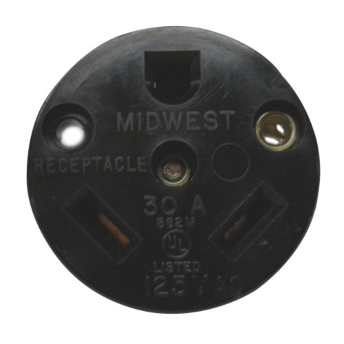 Midwest R32U Straight Blade RV Receptacle; Base Mount, 125 Volt, 30 Amp