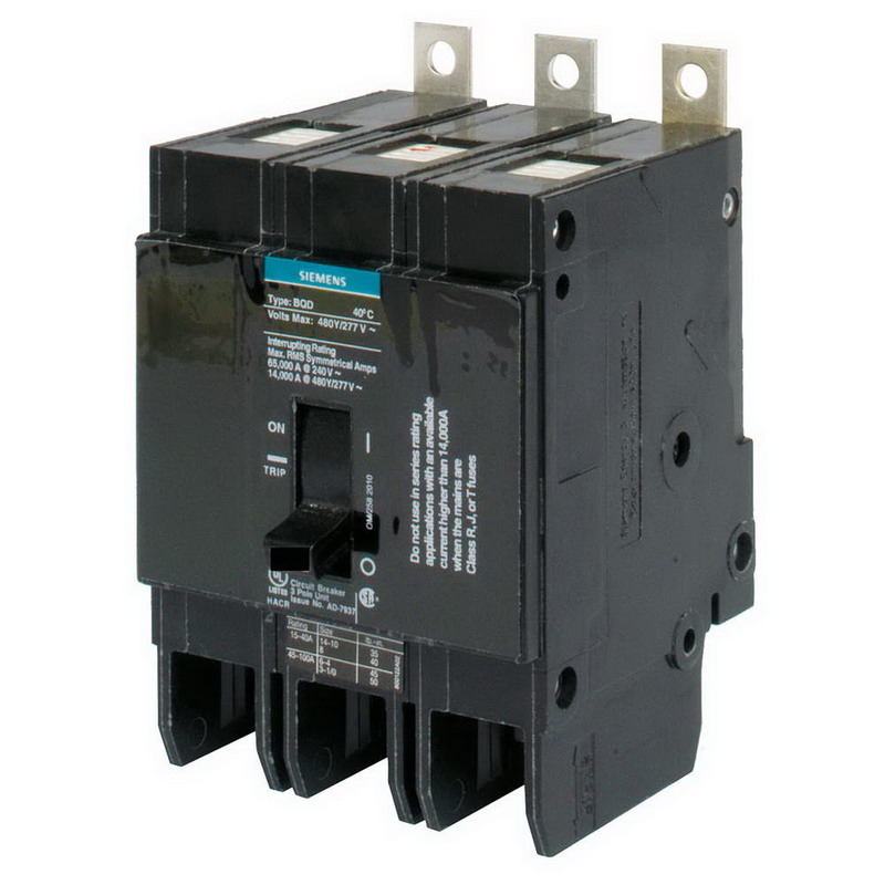 Siemens BQD360 Branch Molded Case Circuit Breaker; 60 Amp, 480Y/277 Volt AC, 3Pole, BoltOn