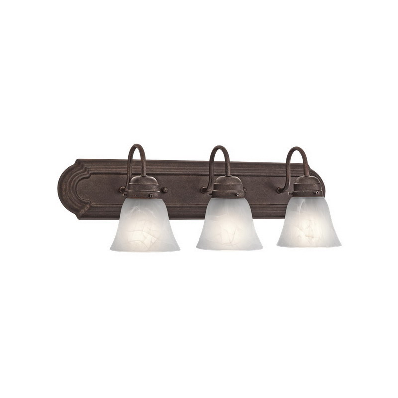Kichler 5337TZ 3-Light Wall Mount Incandescent Bath Vanity Light Fixture; 100 Watt, Tannery ...