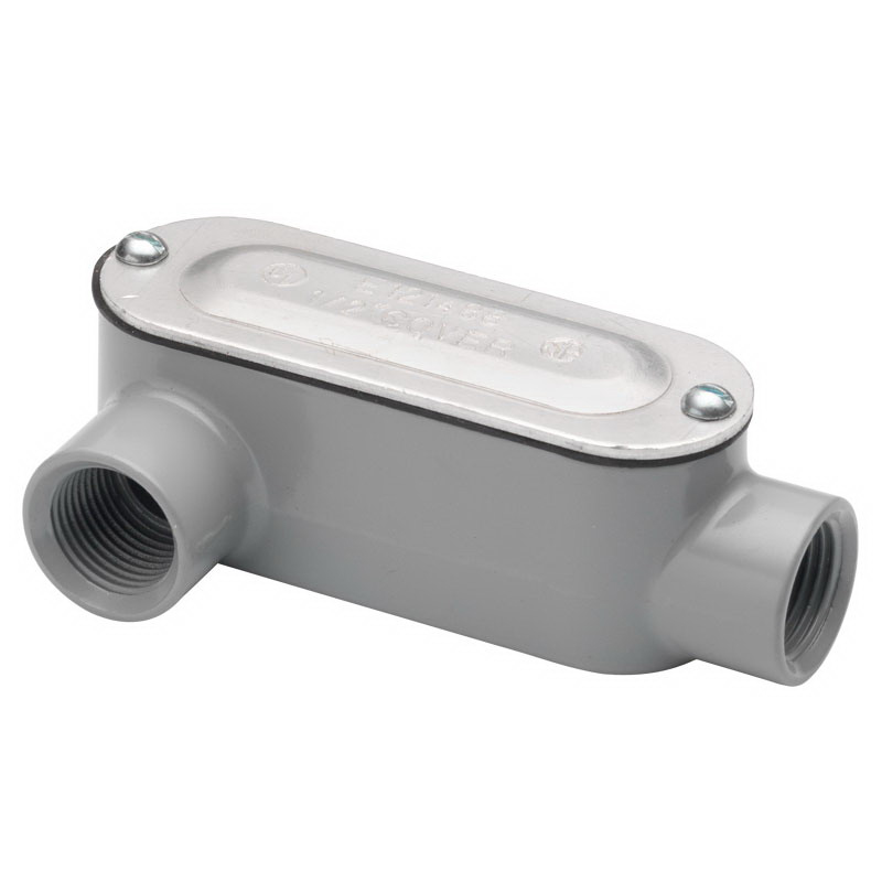 Bridgeport LR41CG Type LR Conduit Body With Cover and Gasket; 1/2 Inch
