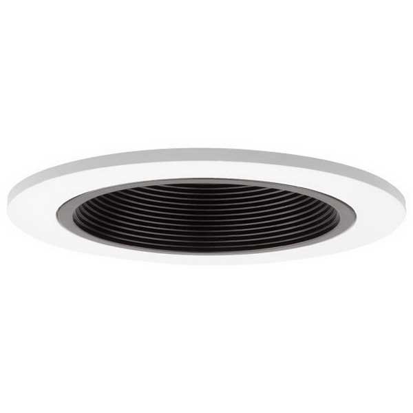 Elite Lighting B401PWH 4 Inch Stepped Baffle Trim; Phenolic, Black