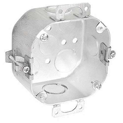 "Garvin 54171-DEOW Octagon Box With Mounting Tabs and Old Work Clips 4 Inch Width x 2-1/8 Inch Depth x 4 Inch Height, Steel,"