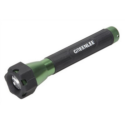 Greenlee FL2AA Flashlight 0.5 Watt, 20 Lumens, 50000 Hour, 2, AA Alkaline Batteries, Aluminum, Green Housing,