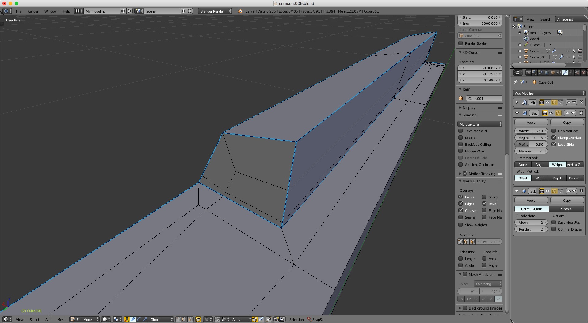 Bevel Mod + Subsurf Mod flow results in artifacts on edges - CG Cookie