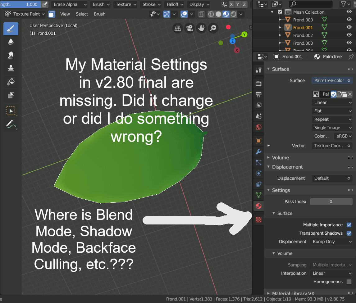 In Blender v2.80 final I can't find some of the Material Settings you
