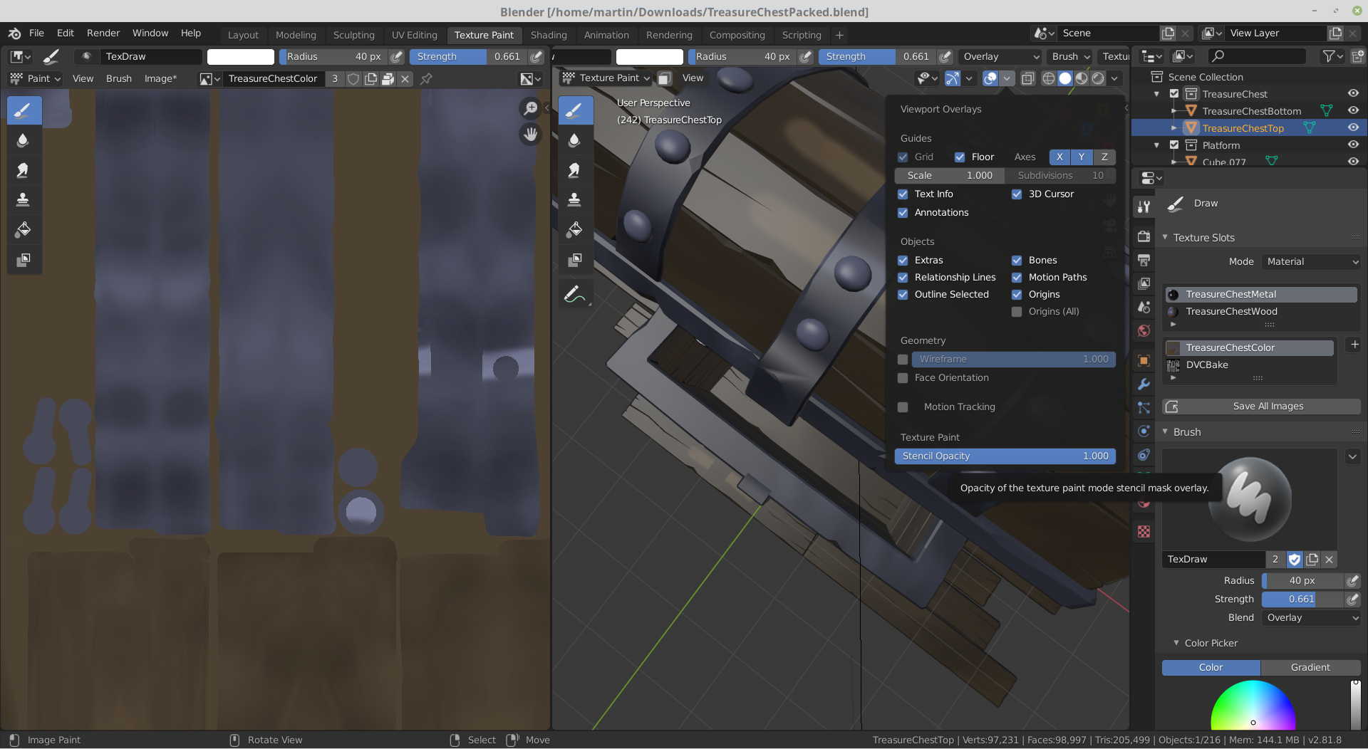 Texture Paint Overlay is set to 1.000 but not visible - CG Cookie