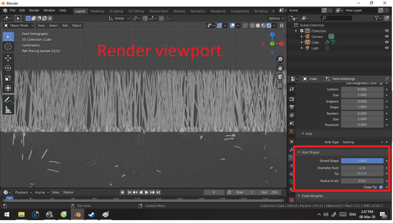 Hair Shape no change in Solid Viewport CG Cookie