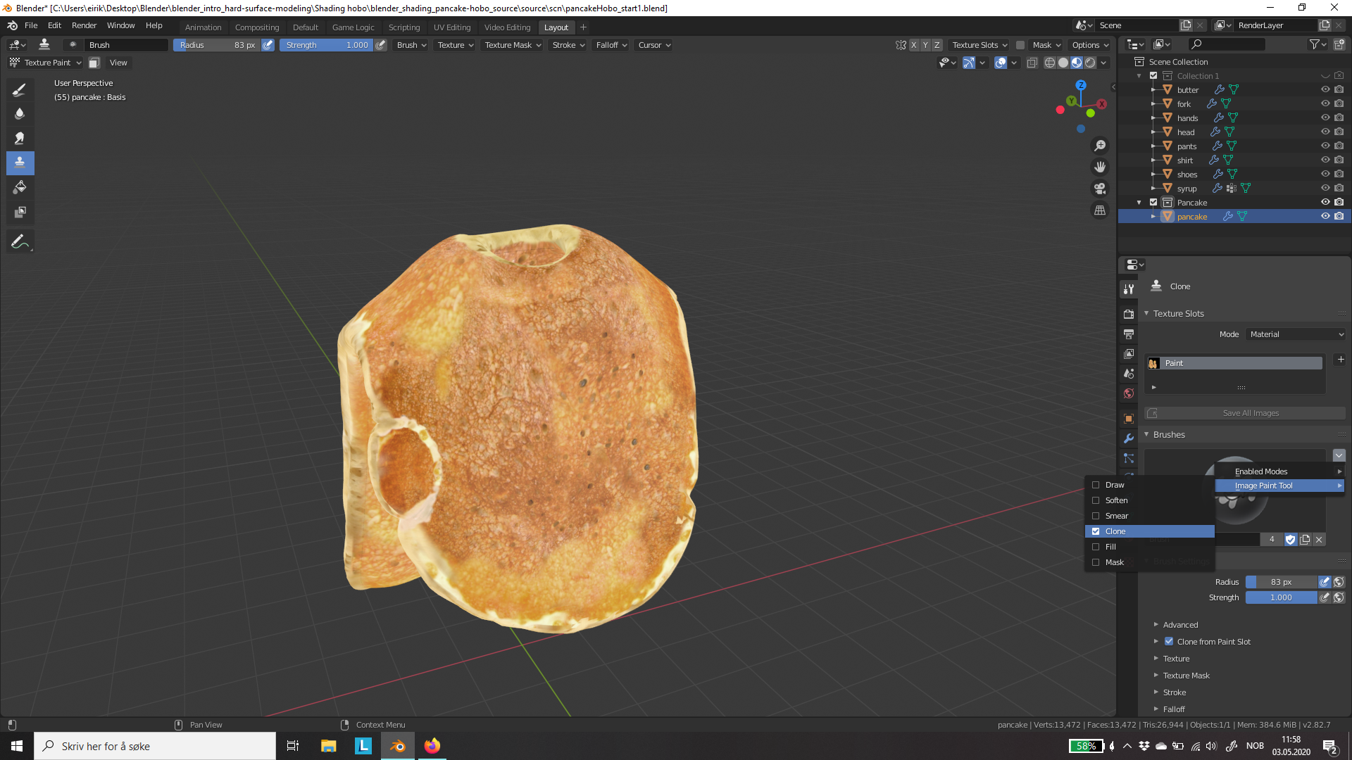 Brushes in 2.8. Clone tool and bleed CG Cookie