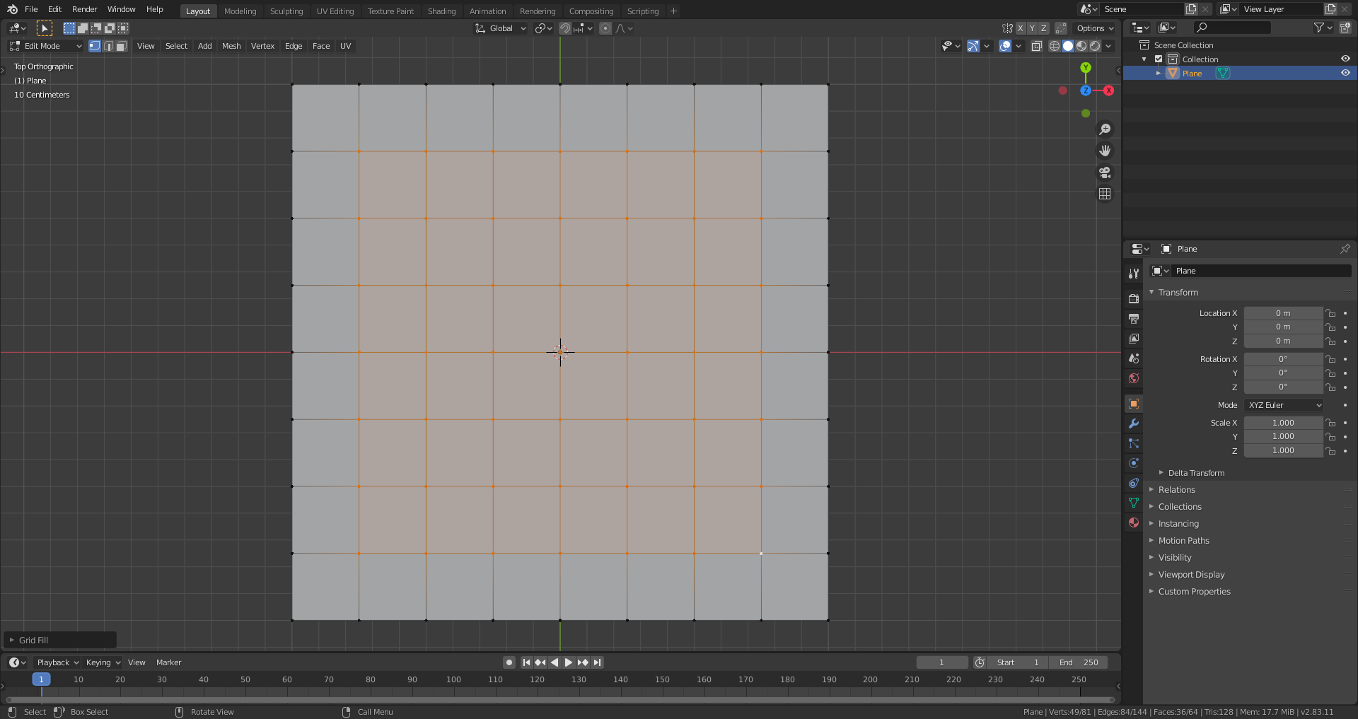 Grid Fill creates slanted edge loops CG Cookie Learn Blender