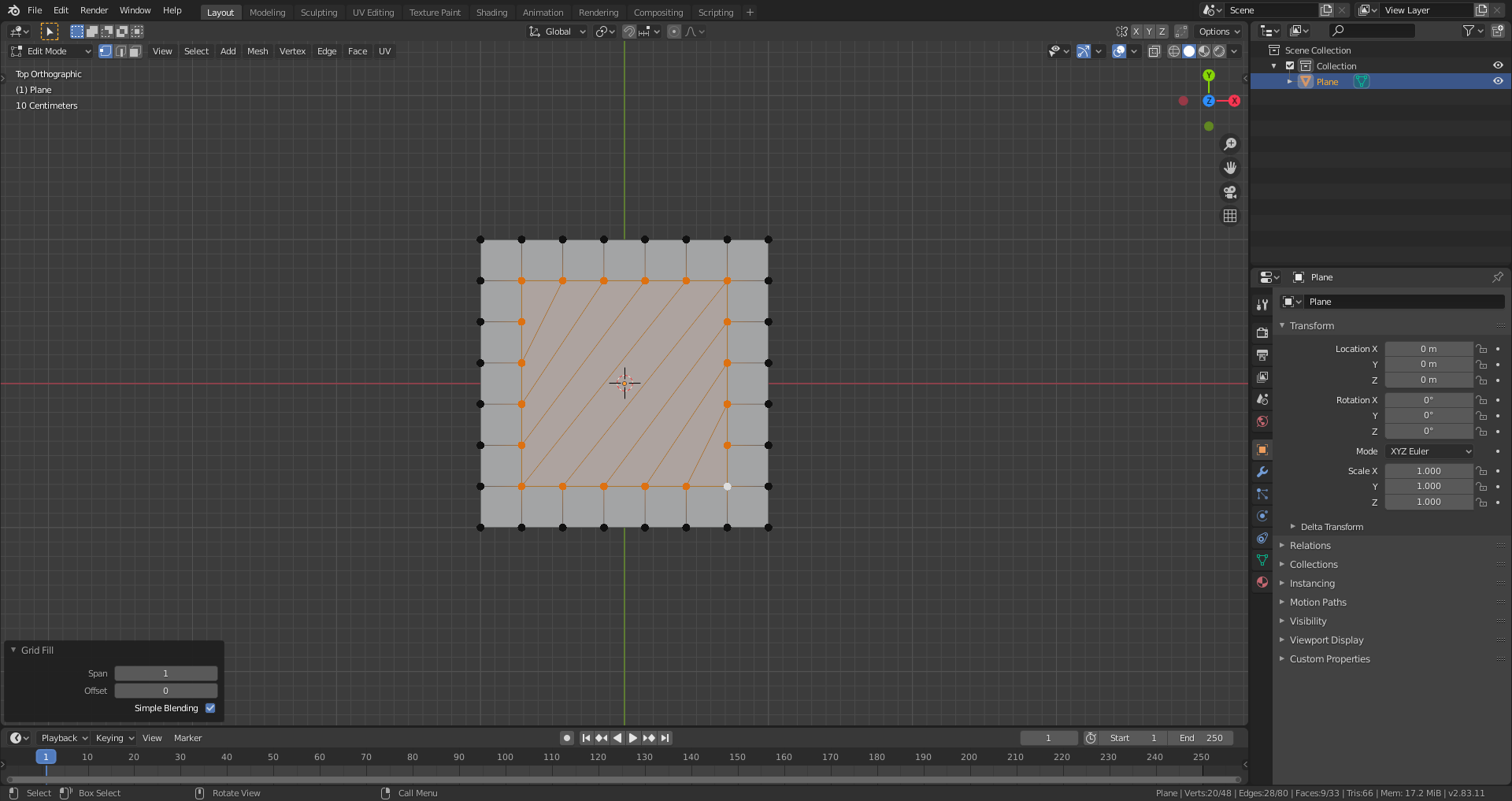 Grid Fill creates slanted edge loops CG Cookie Learn Blender