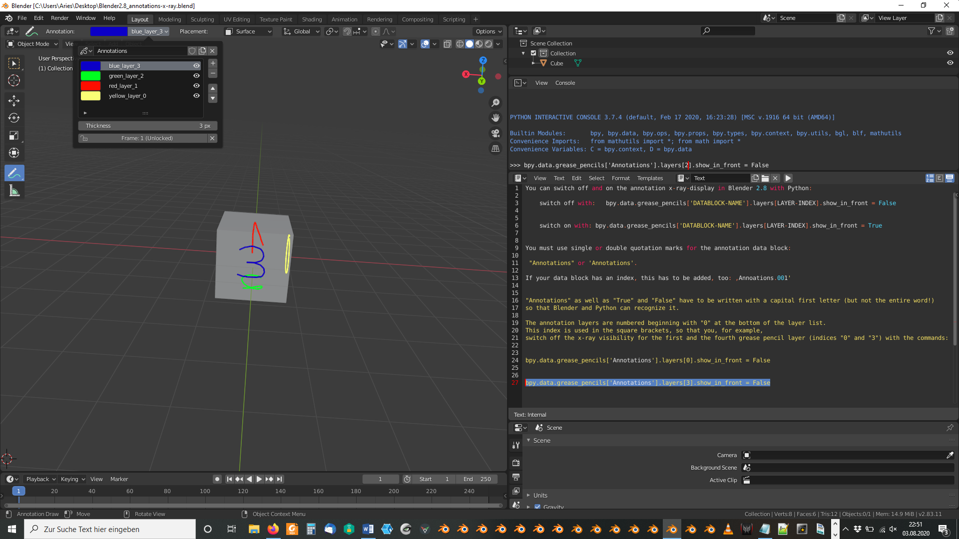 blender 2.8 pencil's xray CG Cookie