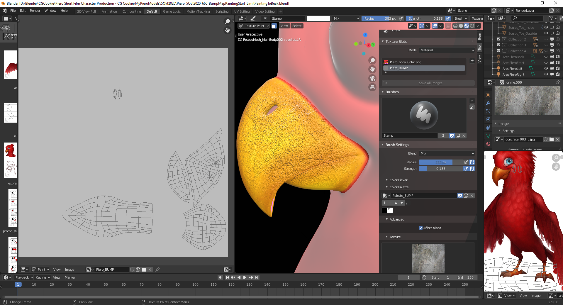 Why is the effect of "Bump Texture Painting" not displayed in the "UV