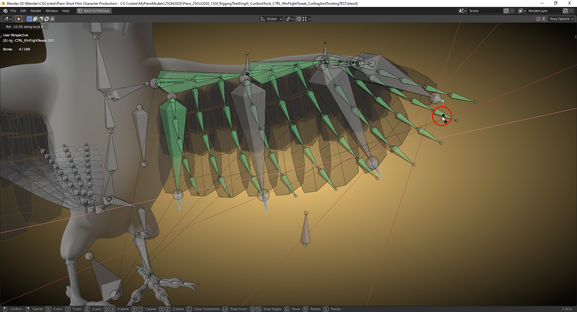 Rigging Piero's Wing III: Duerer's Progress - CG Cookie