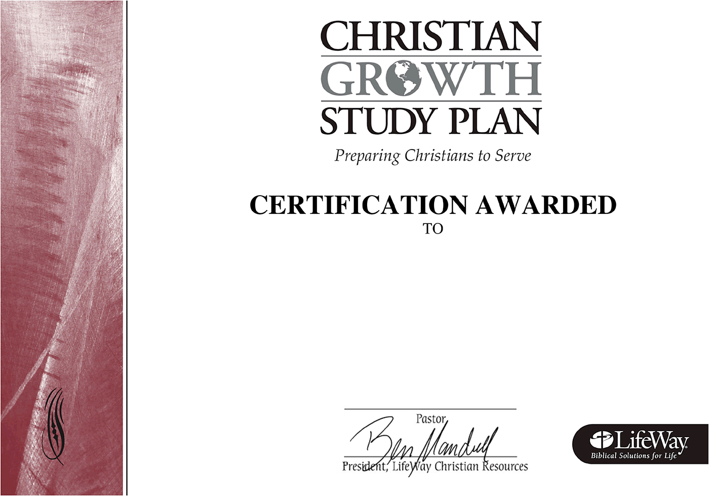 Christian Growth Study Plan | Certificate - Lifeway