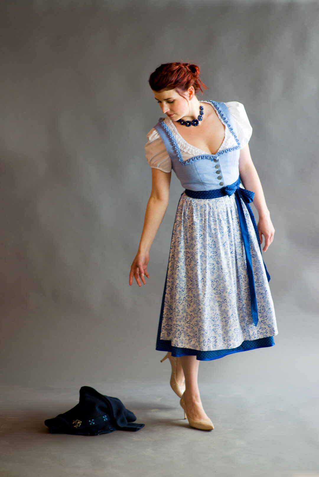 Woman In Dirndl Dress Traditional European Fashion