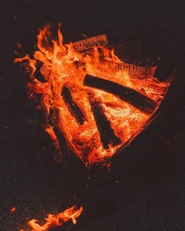 A close-up of a crackling campfire, perfect for cozy evenings and outdoor adventures.