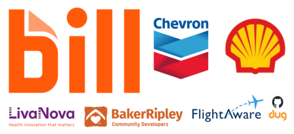 Bill, Chevron, Shell, Liva Nova, Baker Ripley, FlightAware