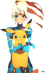 Zero suit samus and pikachu by moxie2d