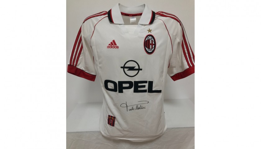 Maglia ufficiale Milan, 1998/99 - Autografata da Paolo Maldini -  CharityStars