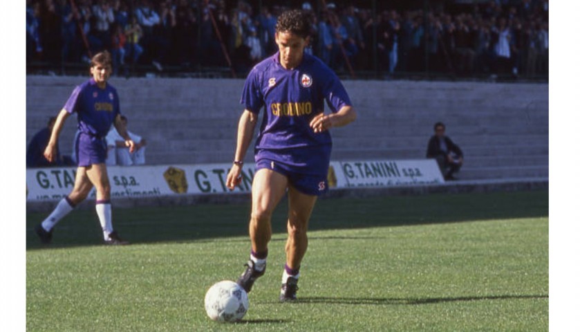 Maglia Fiorentina 1988-1989 Con Nome Baggio E Numero 10, Riproduzione ABM Per Adulti - Foto 2