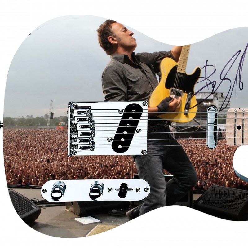 Bruce Springsteen Hand Signed Custom Graphics Guitar