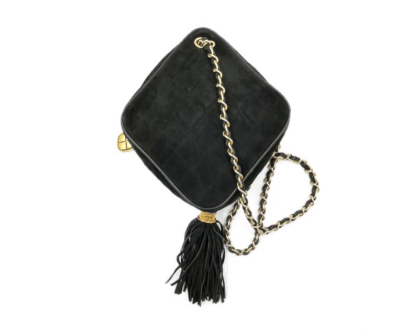 Borsa Chanel Argyle vintage a tracolla con nappe in pelle scamosciata nera  - CharityStars