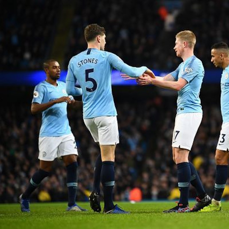Stones' Manchester City Match White Shorts, Premier League 2018/19