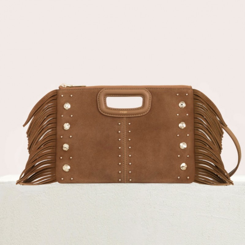 Maje M Duo Clutch in Suede with Studs