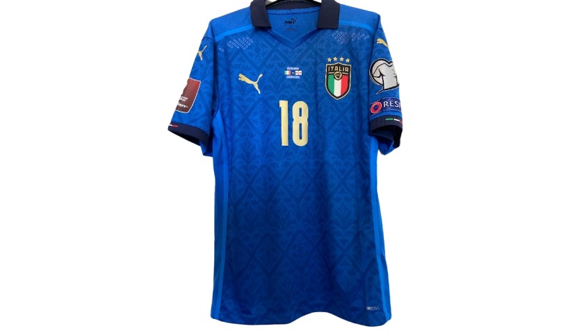 MAGLIA CALCIO NAZIONALE Italia Barella Size M EURO2020 2021 away bianca  inter EUR 51,00 - PicClick IT
