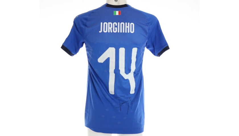 Jorginho's Signed Match Shirt, Sweden-Italy 2017 - CharityStars