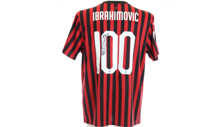 Ibrahimovic's Official Milan Signed Shirt, 100 Caps - CharityStars
