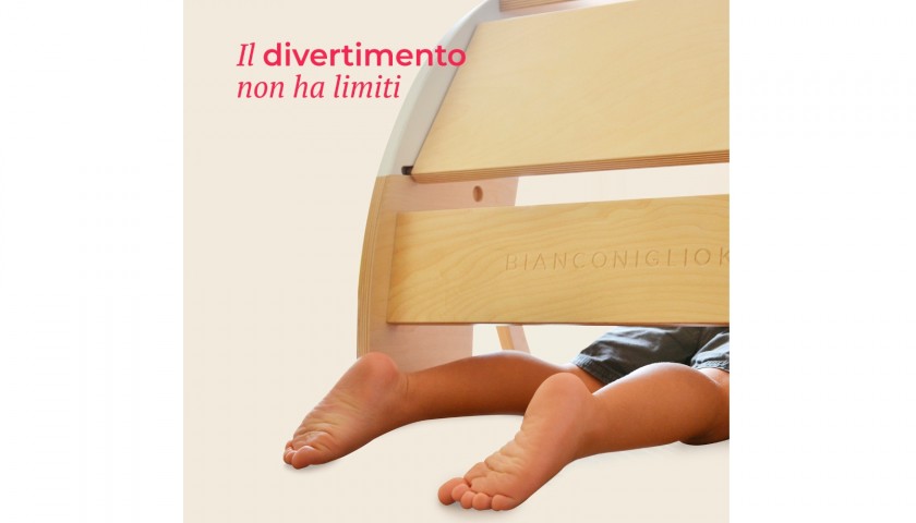 Bianconiglio Kids /® DONDO Rocker Table Bi-Color Tavolo Multifunzione Bambini Rocker Board e Ponte Pikler