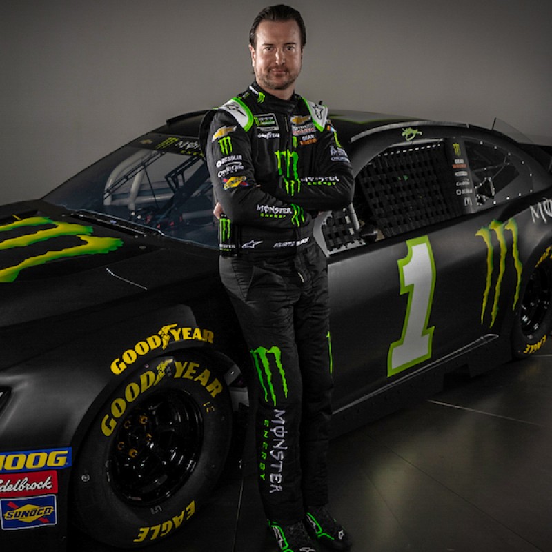 Kurt Busch Signed Race-Used 2019 Throwback #1 Monster Energy Full Door Sheet Metal